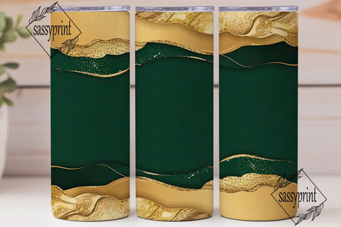 Emerald Gold Foil 20oz Tumbler Wrap Sublimation sassyprint 