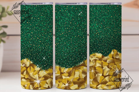Emerald Gold Glitter Texture Tumbler Sublimation sassyprint 