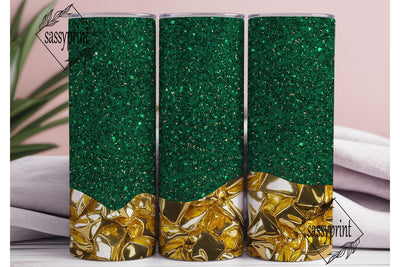 Emerald Gold Glitter Texture Tumbler Sublimation sassyprint 