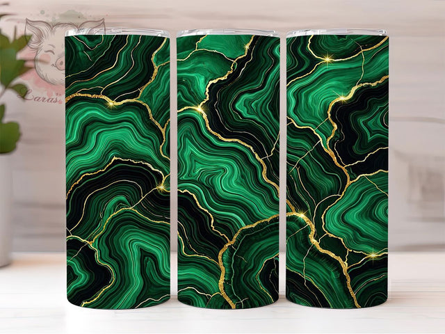 Emerald Gold Marble 20oz Tumbler, Green Stone, Metallic Veins, Luxe Texture, Elegant Swirl, Modern Chic, Vibrant Geology, Sublimation Wrap Sublimation Lara' s Designs 
