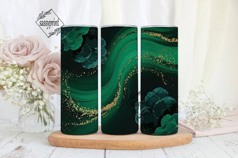 Emerald Gold Marble 20oz Tumbler Wrap Sublimation sassyprint 