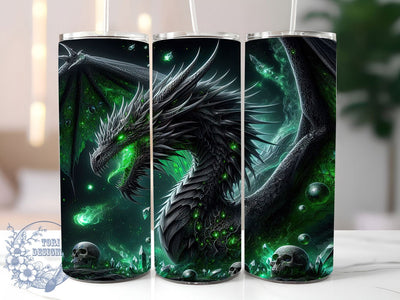 Emerald Green Fire Dragon Tumbler, Fire Dragon, Fantasy Wrap, 20Oz Tumbler, Sublimation Design, Mythical Creature, Green Dragon Sublimation ToriDesigns 
