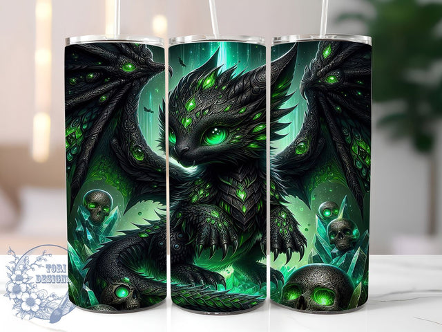 Emerald Green Fire Dragon Tumbler, Fire Dragon, Fantasy Wrap, 20Oz Tumbler, Sublimation Design, Mythical Creature, Green Dragon Sublimation ToriDesigns 