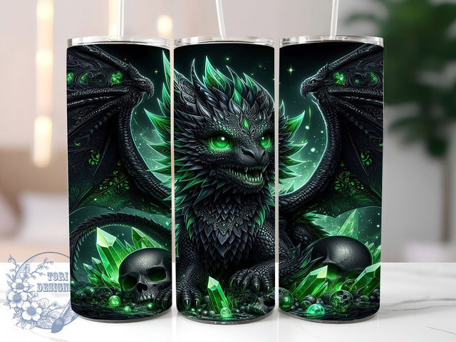 Emerald Green Fire Dragon Tumbler, Fire Dragon, Fantasy Wrap, 20Oz Tumbler, Sublimation Design, Mythical Creature, Green Dragon Sublimation ToriDesigns 