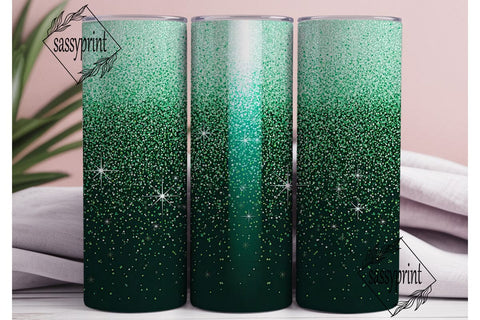 Emerald Green Glitter 20oz Tumbler Wrap Sublimation sassyprint 