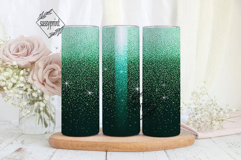 Emerald Green Glitter 20oz Tumbler Wrap Sublimation sassyprint 