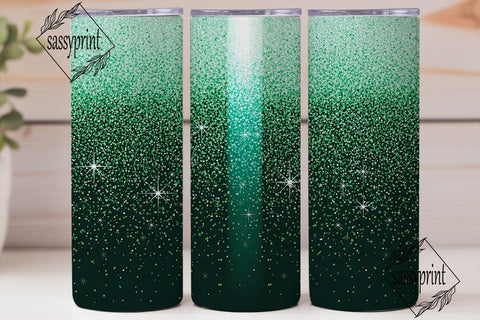 Emerald Green Glitter 20oz Tumbler Wrap Sublimation sassyprint 