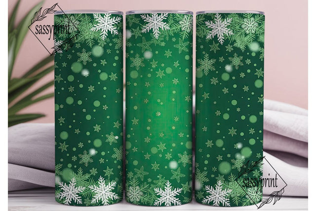 Emerald Green Snowflake Tumbler Wrap Sublimation sassyprint 