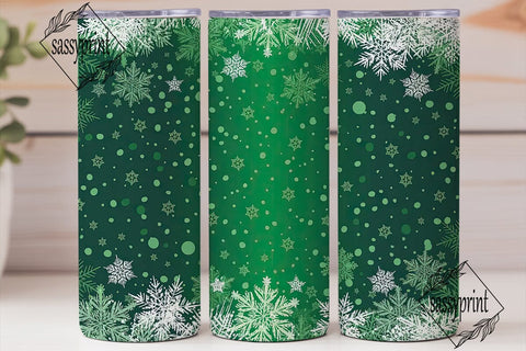 Emerald Green Snowflake Tumbler Wrap Sublimation sassyprint 