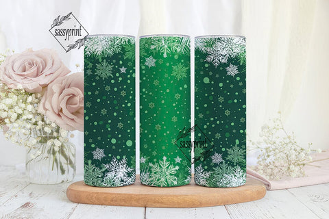 Emerald Green Snowflake Tumbler Wrap Sublimation sassyprint 