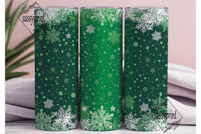 Emerald Green Snowflake Tumbler Wrap Sublimation sassyprint 