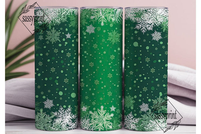 Emerald Green Snowflake Tumbler Wrap Sublimation sassyprint 