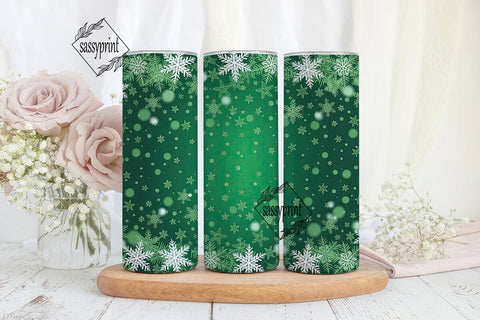 Emerald Green Snowflake Tumbler Wrap Sublimation sassyprint 