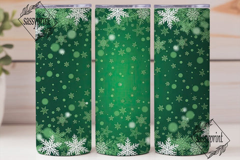 Emerald Green Snowflake Tumbler Wrap Sublimation sassyprint 