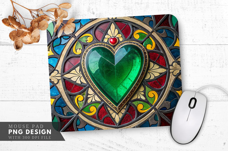 Emerald Heart Shards Mouse Pad PNG Design Sublimation Regulrcrative 