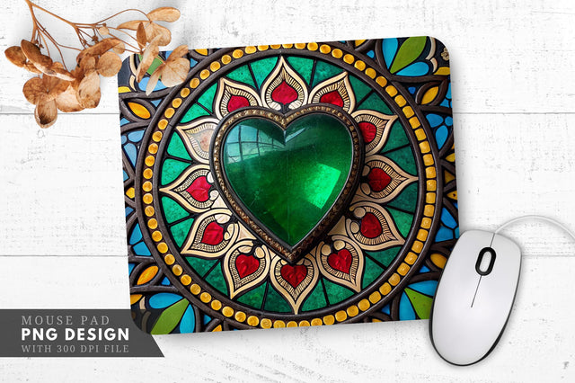 Emerald Heart Shards Mouse Pad PNG Design Sublimation Regulrcrative 