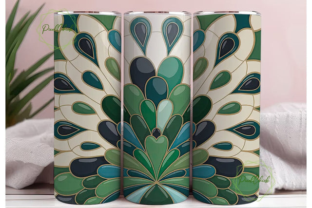 Emerald Mosaic Tumbler Wrap Sublimation PixelChick 