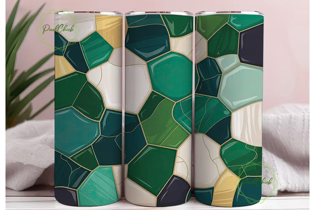 Emerald Mosaic Tumbler Wrap Sublimation PixelChick 