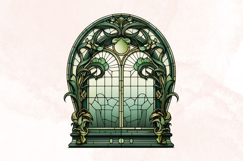 Emerald Stained Glass Arched Window Clipart Bundle Sublimation Designangry 