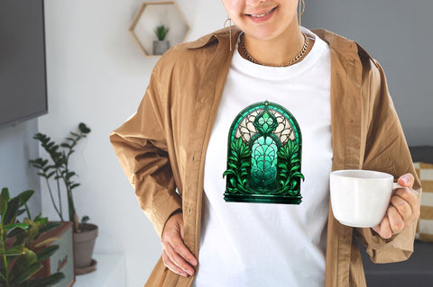 Emerald Stained Glass Arched Window Clipart Bundle Sublimation Designangry 