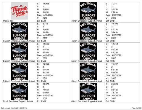 Emotional Support Animal Shark Embroidery Design – Funny Shark Ocean Animal Machine Embroidery File Embroidery/Applique DESIGNS PatternFeed8 