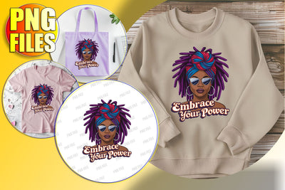 Empowered Afro Woman Quote PNG Clipart Sublimation afrosvg 