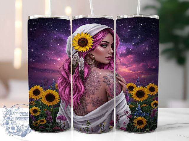 Empowered Feminist Sunflower Tumbler, Strong Woman Gift, Floral Badass Design, Sunflower Power Wrap, Bold Woman Sublimation, Empowered Floral Tumbler, Sassy Sunflower Present Sublimation ToriDesigns 