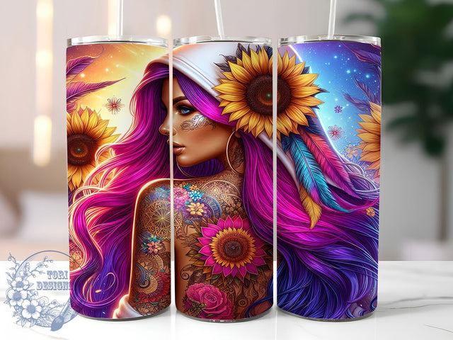 Empowered Feminist Sunflower Tumbler, Strong Woman Gift, Floral Badass Design, Sunflower Power Wrap, Bold Woman Sublimation, Empowered Floral Tumbler, Sassy Sunflower Present Sublimation ToriDesigns 