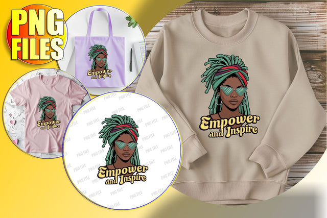 Empowered Woman Clipart PNG Sublimation afrosvg 