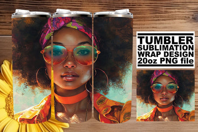 Empowering Melanin 20oz Wrap for Tumblers Sublimation afrosvg 
