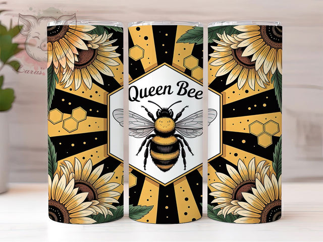 Empowering Queen Bee Tumbler, Positive Affirmation Tumbler, Seamless Bee Wrap, Empowering Bee Design, Vibrant Bee Wrap, Sublimation Design, Trendy Gift Idea Sublimation Lara' s Designs 