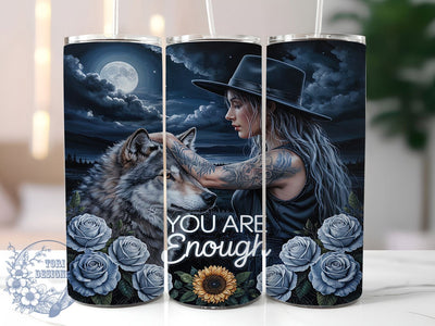 Empowering Wolf Spirit Strength Tumbler, Empowering Women Design, Wolf Guardian Gift, Self Worth Tumbler, Inspirational Wolf Art, Female Strength Gift, Motivational Design Sublimation ToriDesigns 