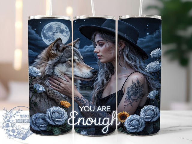 Empowering Wolf Spirit Strength Tumbler, Empowering Women Design, Wolf Guardian Gift, Self Worth Tumbler, Inspirational Wolf Art, Female Strength Gift, Motivational Design Sublimation ToriDesigns 