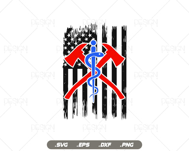 EMT Firefighter EMS USA Flag Svg, First Responder Gift, Emt Star of Life, American Flag Svg, Svg files for Cricut Silhouette SVG DesignDestine 