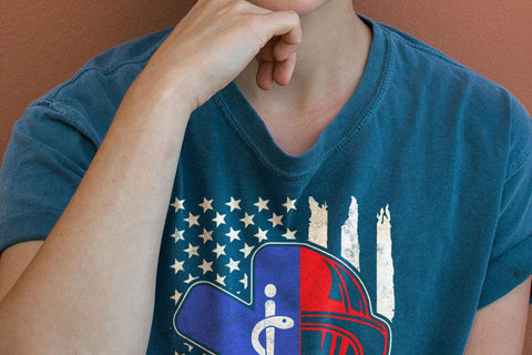 EMT Firefighter Paramedic Firefighter Gift EMS Back Print T-Shirt SVG DesignDestine 