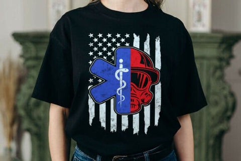 EMT Firefighter USA Flag Svg Png, First Responder Gift, EMT Star of Life, Firefighter Shirts, Ems Svg SVG DesignDestine 
