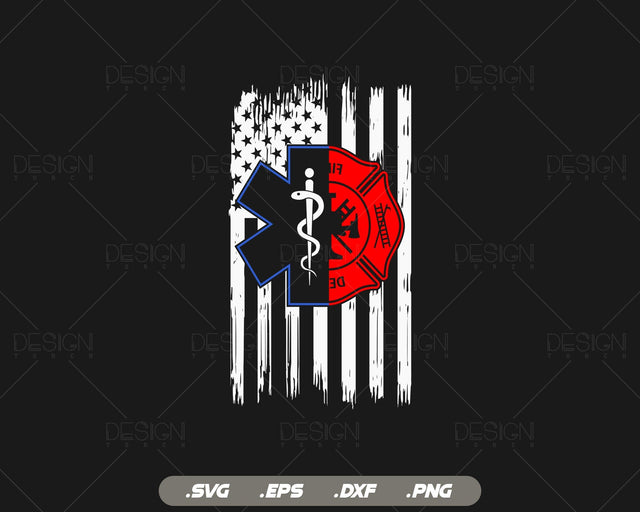 EMT Firefighter USA Flag Svg Png, First Responder Gift, EMT Star of Life, Firefighter Shirts, Ems Svg, Svg files for Cricut Silhouette SVG DesignDestine 