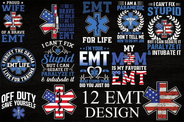 EMT T-shirt Design Bundle, EMS Paramedic Svg, EMT Svg, Medical Color Outlined Symbol Svg, Star Of Life Sticker, Digital Download SVG Creativeart88 