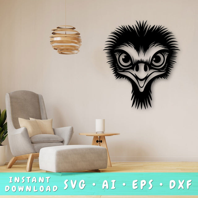 Emu Laser SVG Cut File, Emu Glowforge File, Emu DXF, Emu Wall Art SVG SVG HappyDesignStudio 