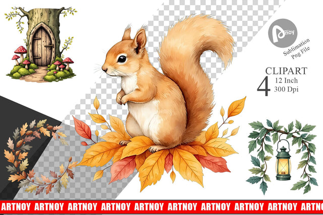 Enchanted Autumn Forest Clipart Sublimation artnoy 