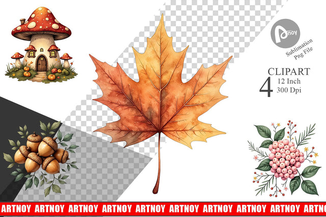 Enchanted Autumn Forest Clipart Sublimation artnoy 
