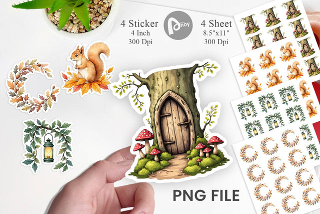 Enchanted Autumn Forest Sticker Sublimation artnoy 