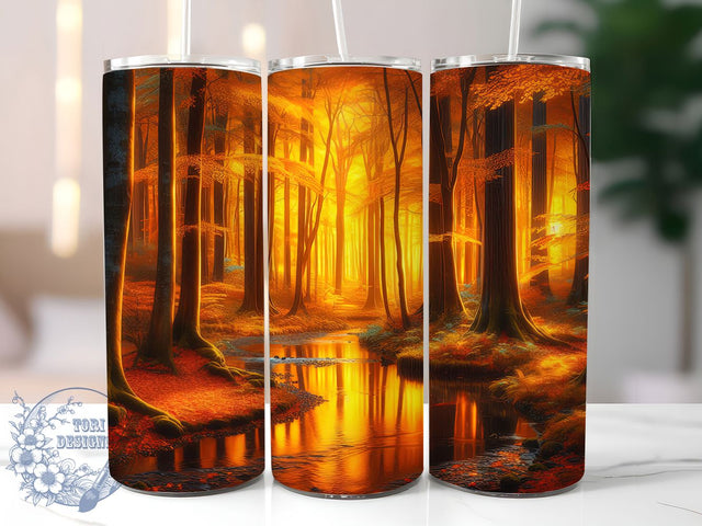 Enchanted Autumn Forest Tumbler, Magical Nature Wrap, 20oz Tumbler Sublimation, Enchanted Fall Landscape Design, Rustic Woodland Sublimation, Golden Leaves Tumbler, Mystical Forest Wrap Sublimation ToriDesigns 