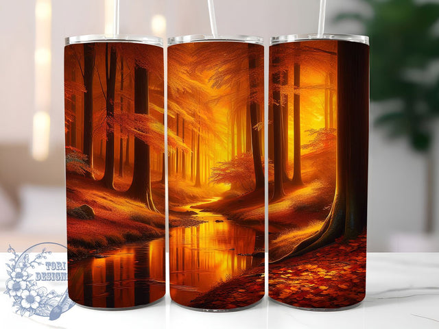 Enchanted Autumn Forest Tumbler, Magical Nature Wrap, 20oz Tumbler Sublimation, Enchanted Fall Landscape Design, Rustic Woodland Sublimation, Golden Leaves Tumbler, Mystical Forest Wrap Sublimation ToriDesigns 