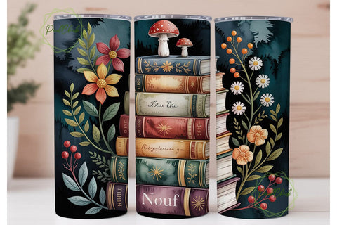 Enchanted Books Floral 20oz Tumbler Wrap Sublimation PixelChick 