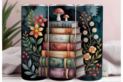 Enchanted Books Floral 20oz Tumbler Wrap Sublimation PixelChick 