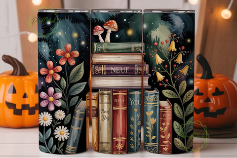 Enchanted Books Floral 20oz Tumbler Wrap Sublimation PixelChick 