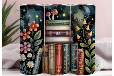 Enchanted Books Floral 20oz Tumbler Wrap Sublimation PixelChick 