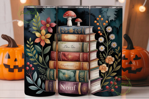 Enchanted Books Floral 20oz Tumbler Wrap Sublimation PixelChick 