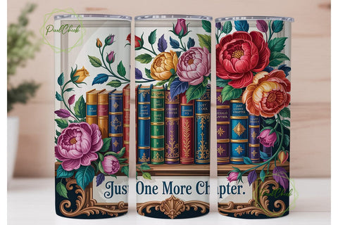 Enchanted Bookshelf 20oz Tumbler Wrap Sublimation PixelChick 